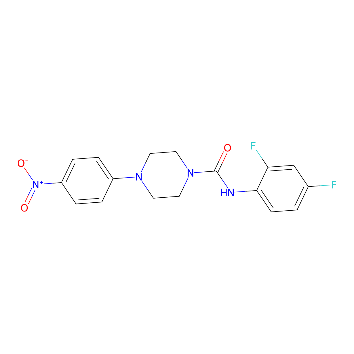 N-(2,4-difluorophenyl)-4-(4-nitrophenyl)piperazine-1-carboxamide molecular structure, CAS 701966-54-3