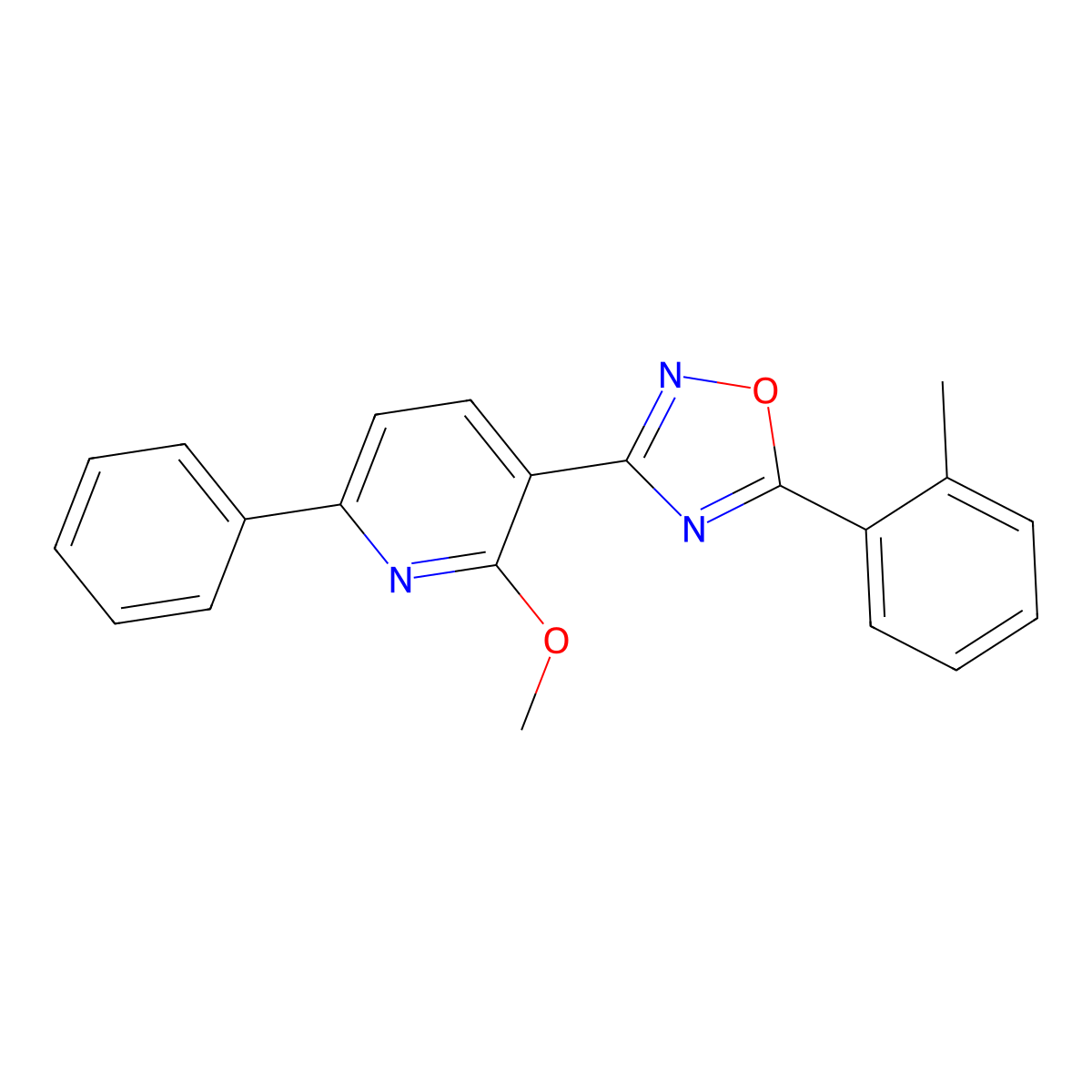 2-Methoxy-3-[5-(2-methylphenyl)-1,2,4-oxadiazol-3-yl]-6-phenylpyridine molecular structure, CAS 701966-72-5
