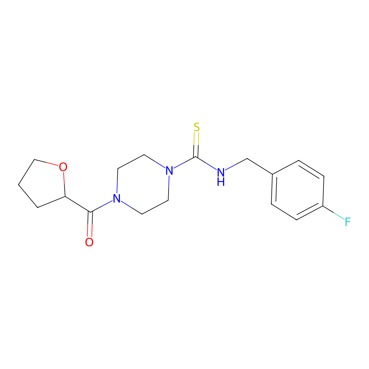 N-[(4-fluorophenyl)methyl]-4-(oxolane-2-carbonyl)piperazine-1-carbothioamide molecular structure, CAS 701966-78-1