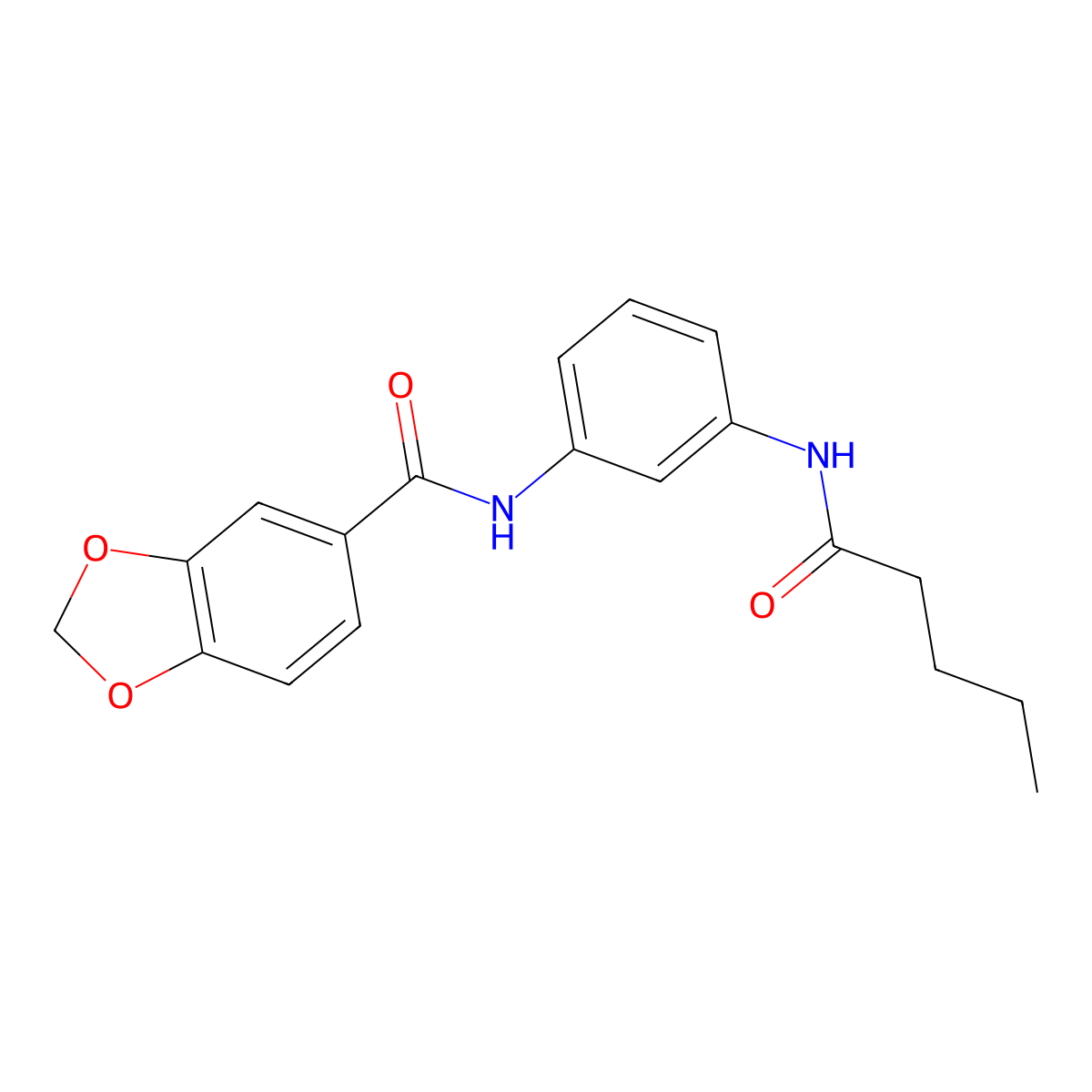 N-[3-(pentanoylamino)phenyl]-1,3-benzodioxole-5-carboxamide molecular structure, CAS 701967-02-4