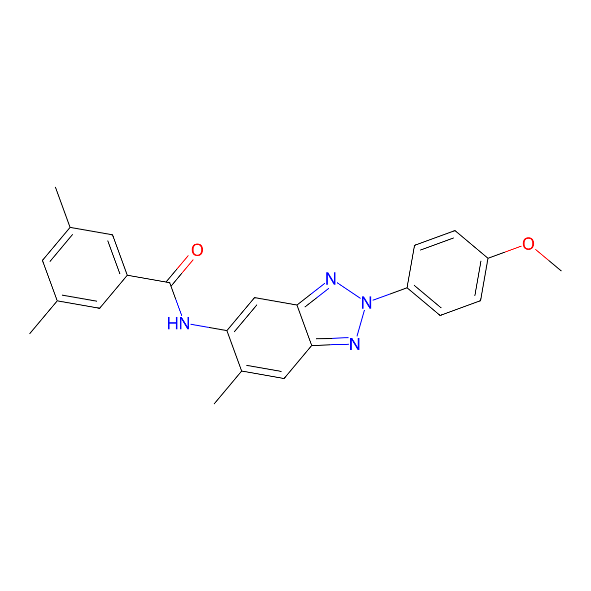 N-[2-(4-methoxyphenyl)-6-methylbenzotriazol-5-yl]-3,5-dimethylbenzamide molecular structure, CAS 701967-06-8
