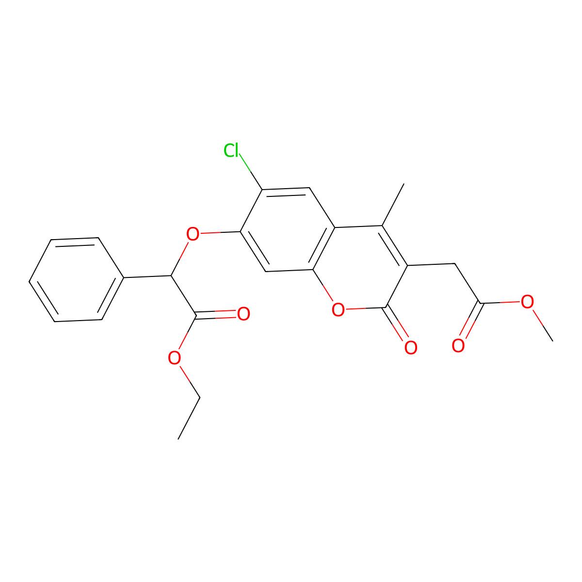 ethyl {[6-chloro-3-(2-methoxy-2-oxoethyl)-4-methyl-2-oxo-2H-chromen-7-yl]oxy}(phenyl)acetate molecular structure, CAS 701967-74-0