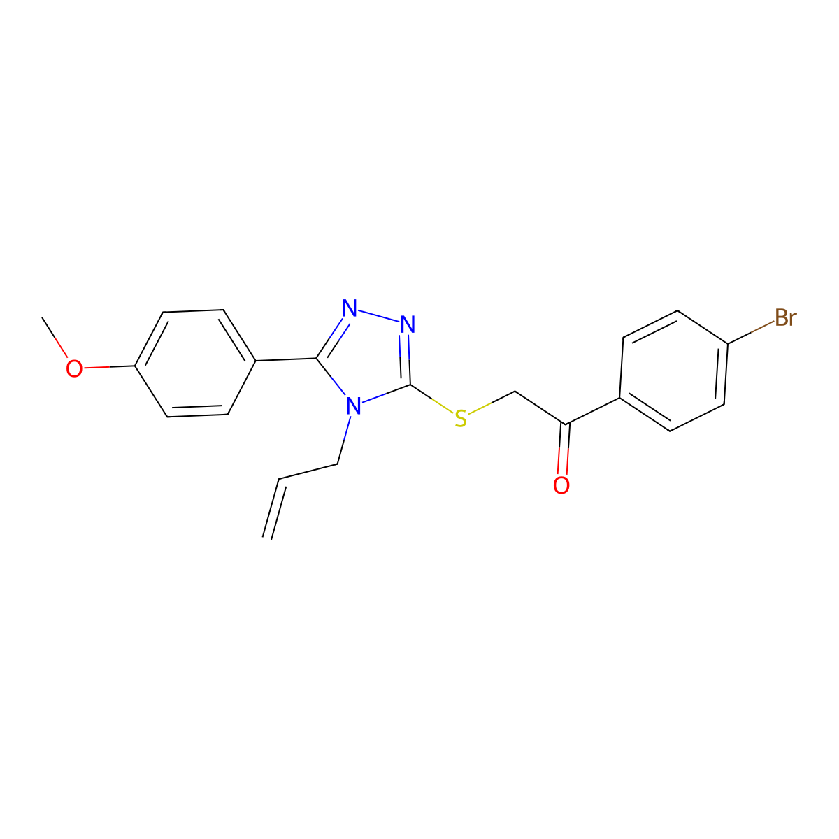 1-(4-Bromophenyl)-2-[[5-(4-methoxyphenyl)-4-prop-2-enyl-1,2,4-triazol-3-yl]sulfanyl]ethanone molecular structure, CAS 701967-85-3