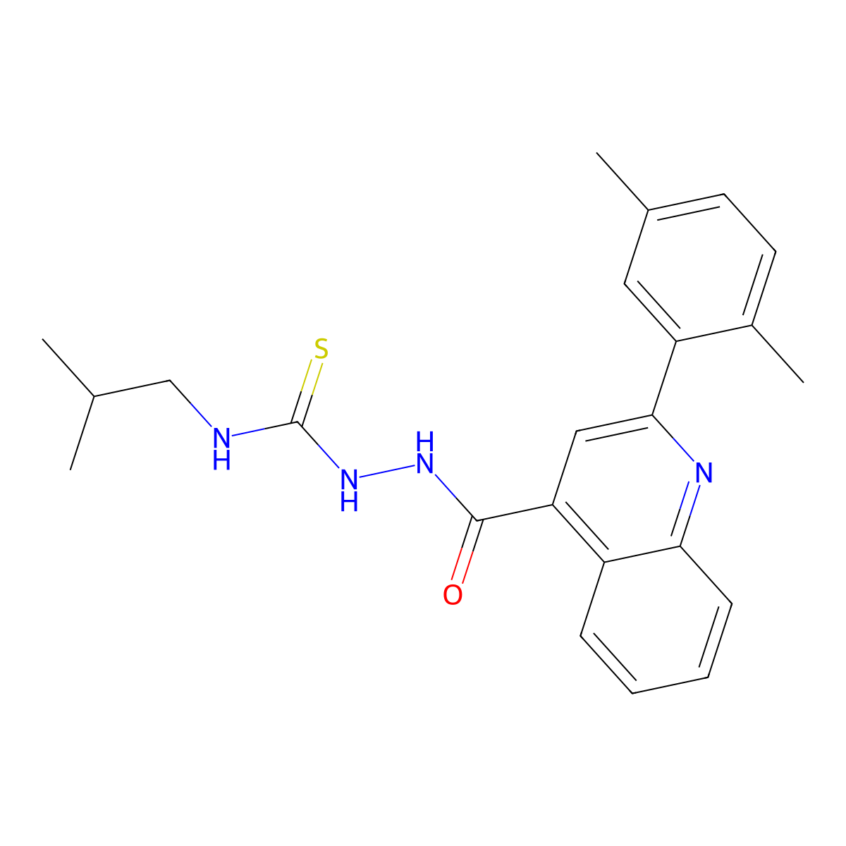 1-[[2-(2,5-Dimethylphenyl)quinoline-4-carbonyl]amino]-3-(2-methylpropyl)thiourea molecular structure, CAS 701967-98-8