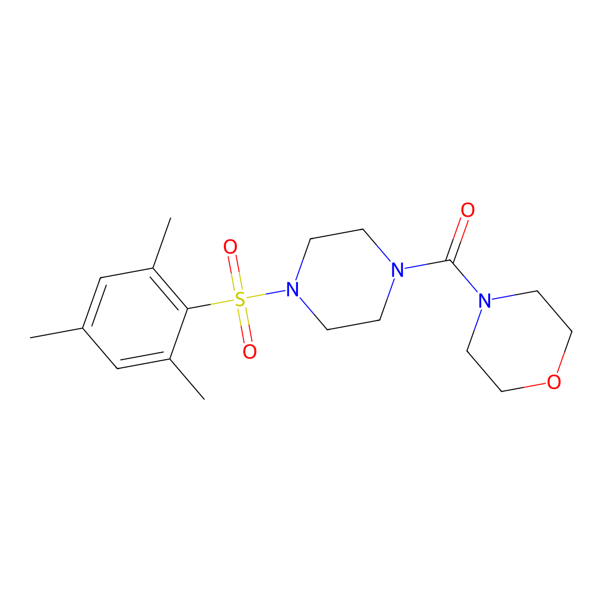 Morpholin-4-yl-[4-(2,4,6-trimethyl-benzenesulfonyl)-piperazin-1-yl]-methanone molecular structure, CAS 701968-54-9