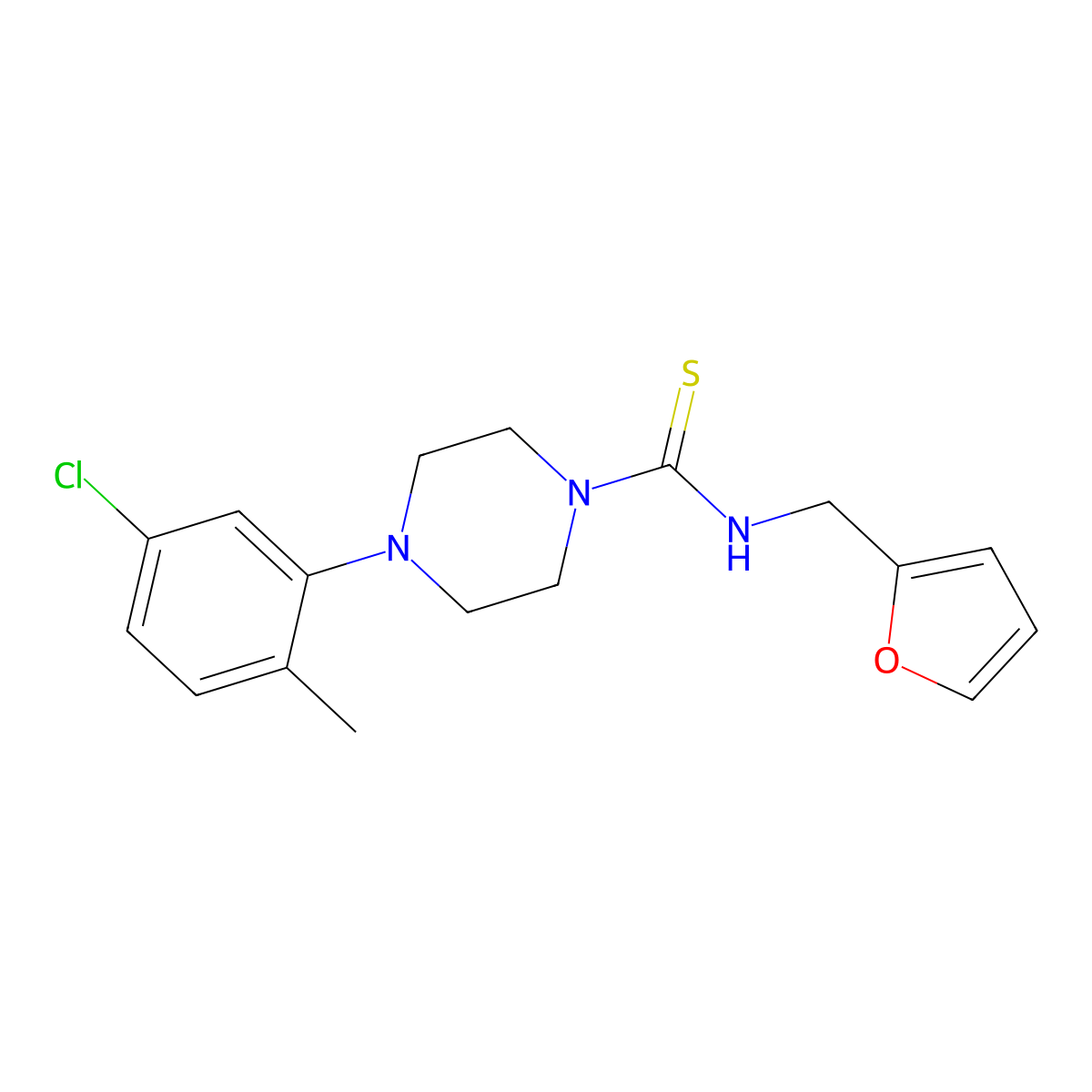 4-(5-chloro-2-methylphenyl)-N-(furan-2-ylmethyl)piperazine-1-carbothioamide molecular structure, CAS 701968-70-9