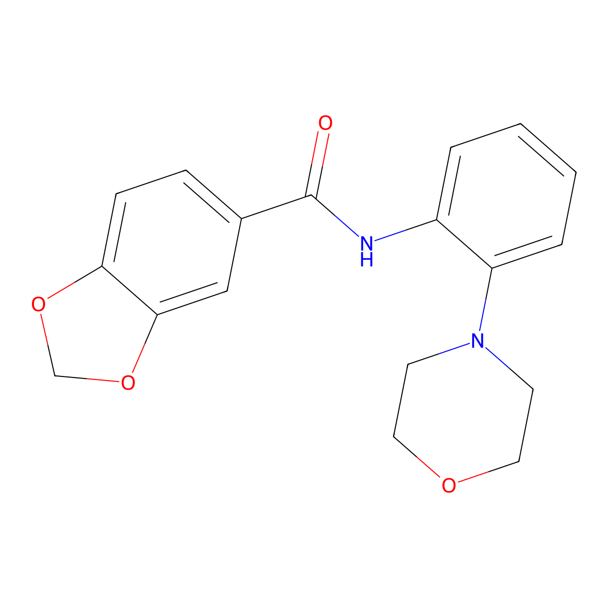 N-(2-morpholin-4-ylphenyl)-1,3-benzodioxole-5-carboxamide molecular structure, CAS 701969-20-2