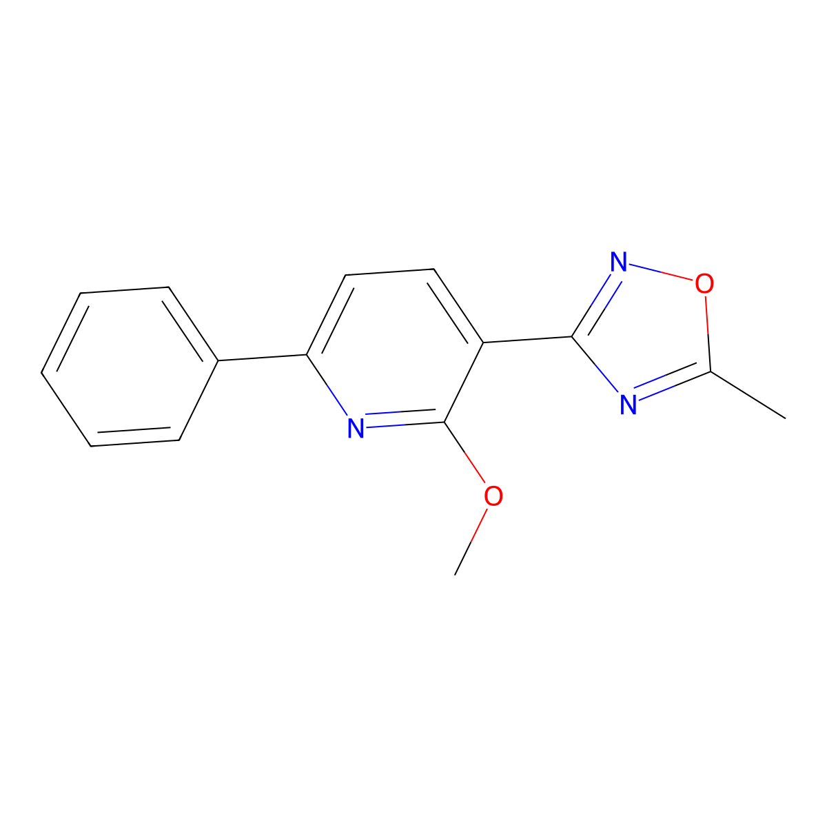 2-Methoxy-3-(5-methyl-1,2,4-oxadiazol-3-yl)-6-phenylpyridine molecular structure, CAS 701969-28-0