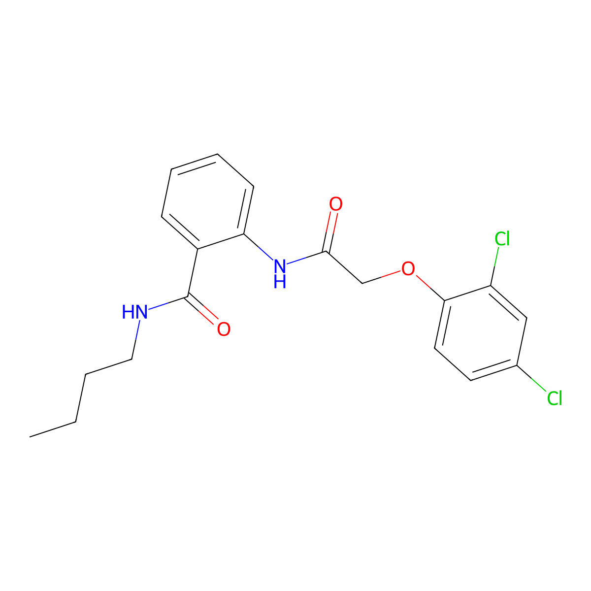 N-butyl-2-[[2-(2,4-dichlorophenoxy)acetyl]amino]benzamide molecular structure, CAS 701969-36-0