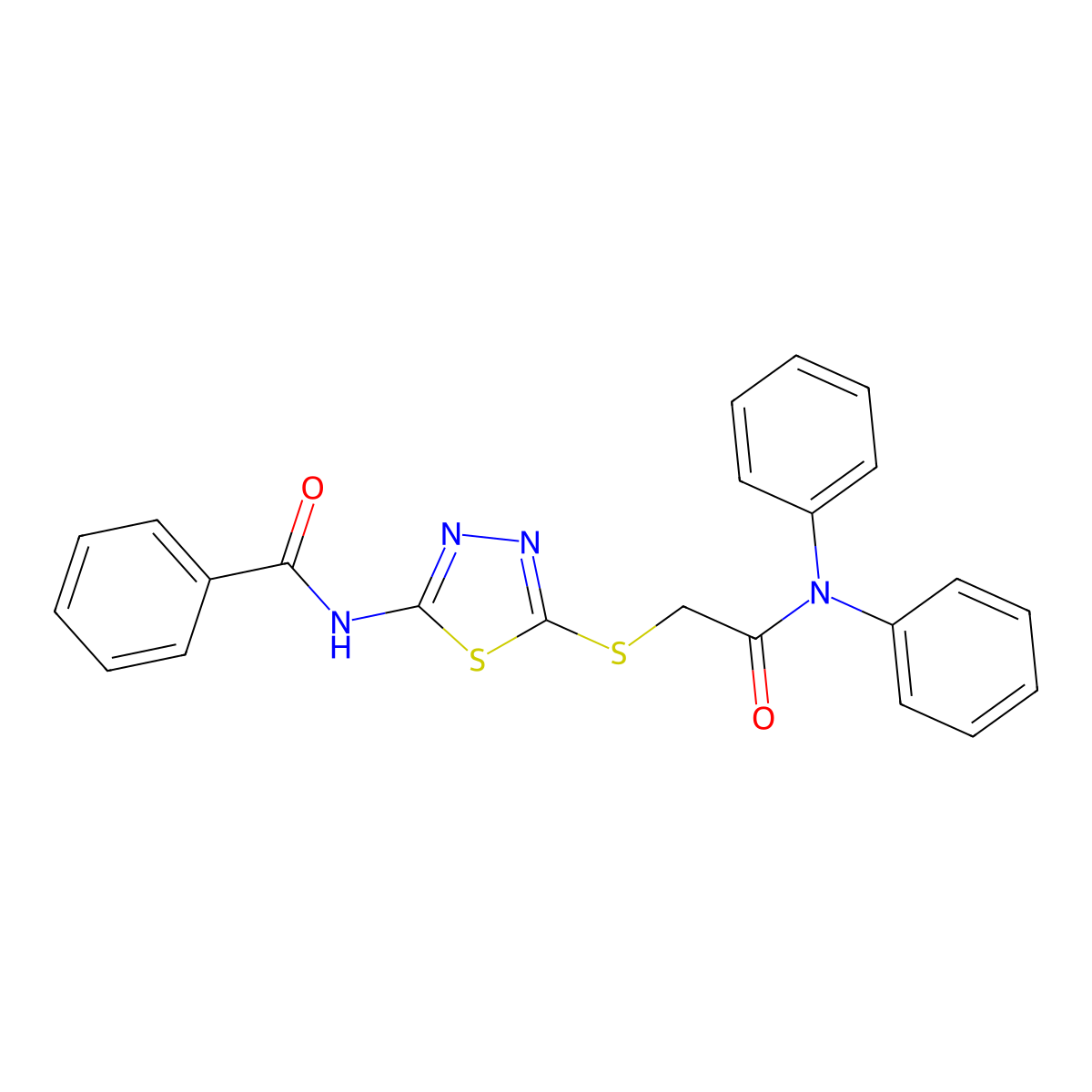 N-[5-[2-oxo-2-(N-phenylanilino)ethyl]sulfanyl-1,3,4-thiadiazol-2-yl]benzamide molecular structure, CAS 701969-44-0