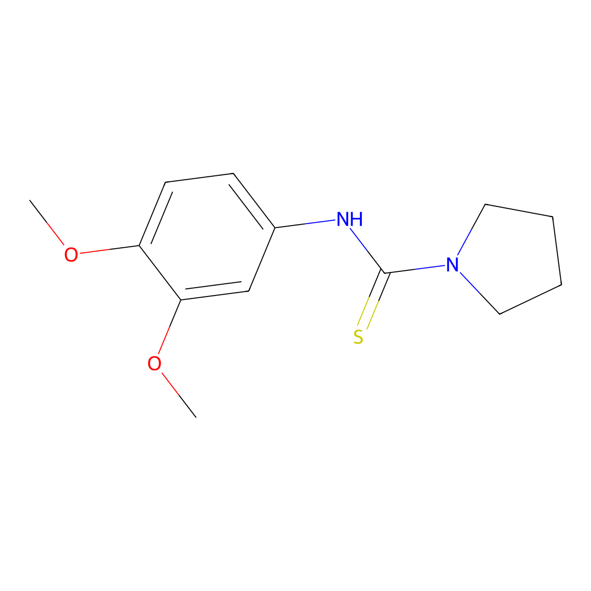 N-(3,4-dimethoxyphenyl)pyrrolidine-1-carbothioamide molecular structure, CAS 701969-81-5