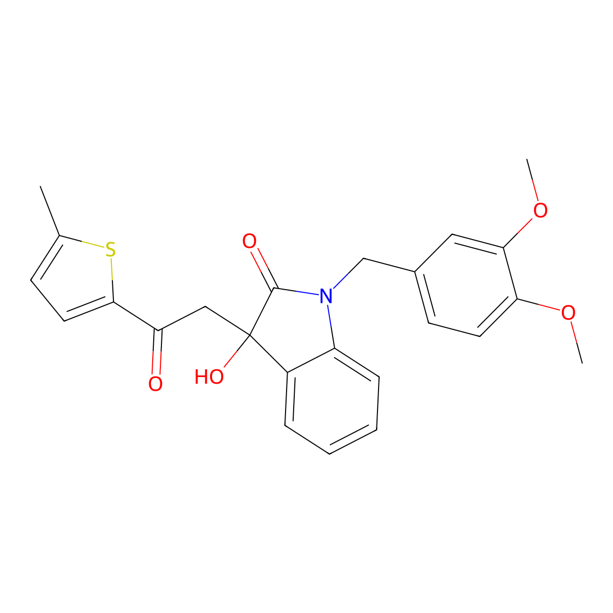 1-[(3,4-Dimethoxyphenyl)methyl]-3-hydroxy-3-[2-(5-methylthiophen-2-yl)-2-oxoethyl]indol-2-one molecular structure, CAS 701970-14-1