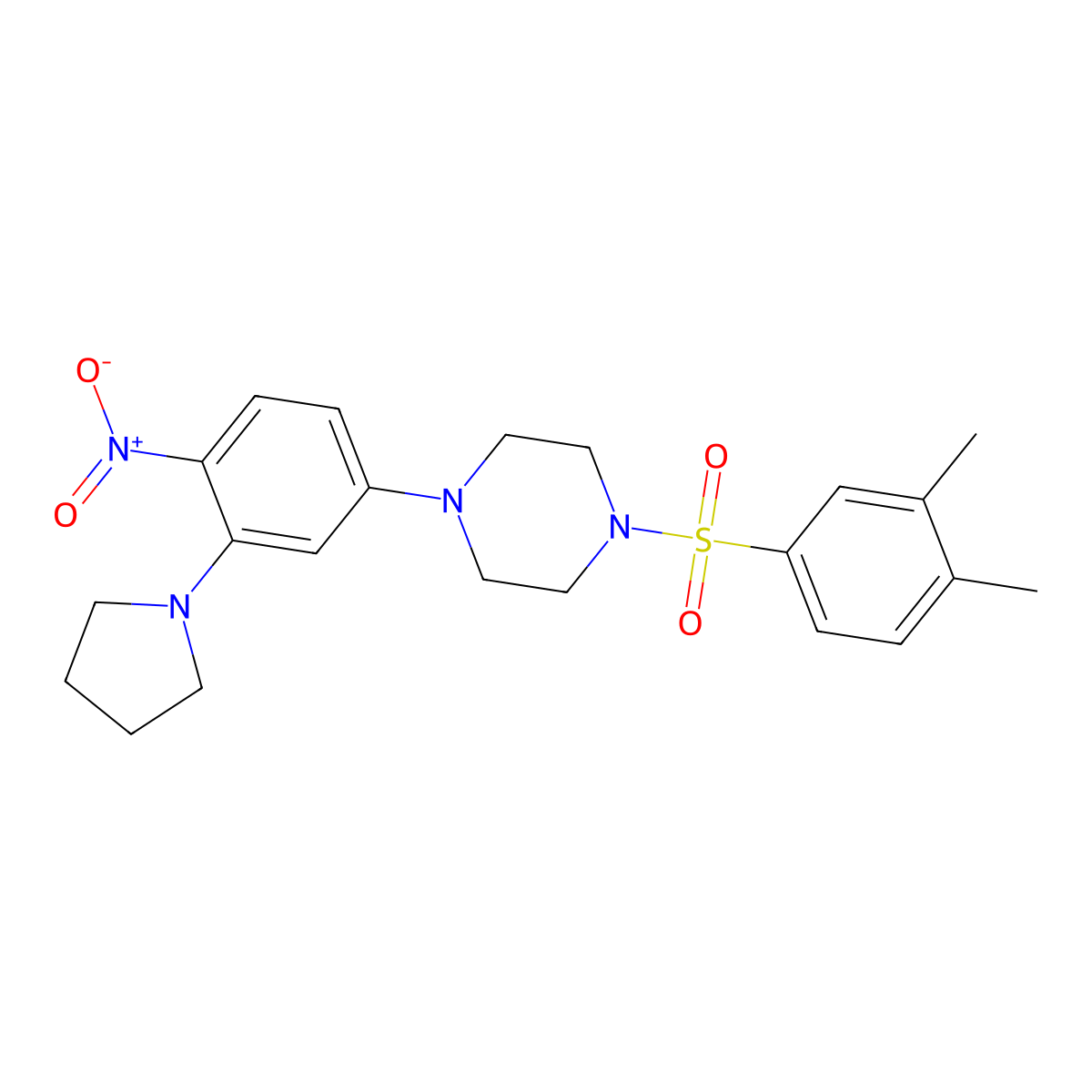 1-(3,4-Dimethylphenyl)sulfonyl-4-(4-nitro-3-pyrrolidin-1-ylphenyl)piperazine molecular structure, CAS 701970-16-3