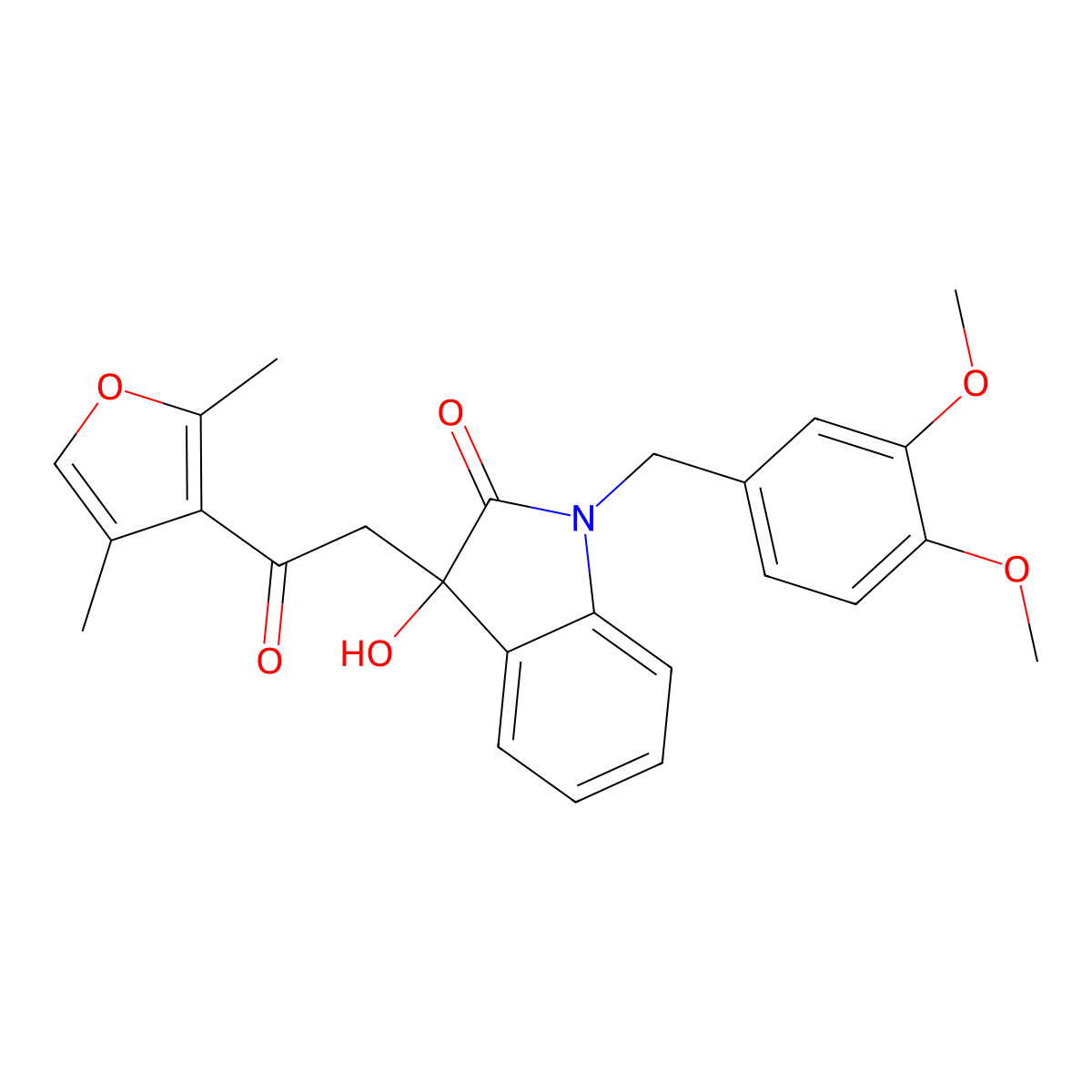 1-[(3,4-Dimethoxyphenyl)methyl]-3-[2-(2,4-dimethylfuran-3-yl)-2-oxoethyl]-3-hydroxyindol-2-one molecular structure, CAS 701970-27-6