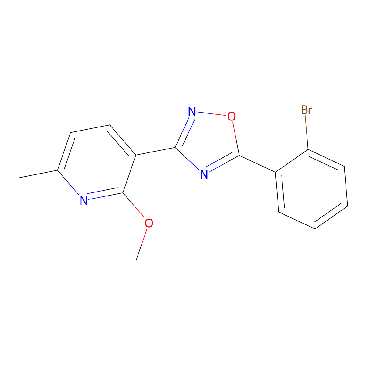 5-(2-Bromophenyl)-3-(2-methoxy-6-methylpyridin-3-yl)-1,2,4-oxadiazole molecular structure, CAS 701970-37-8
