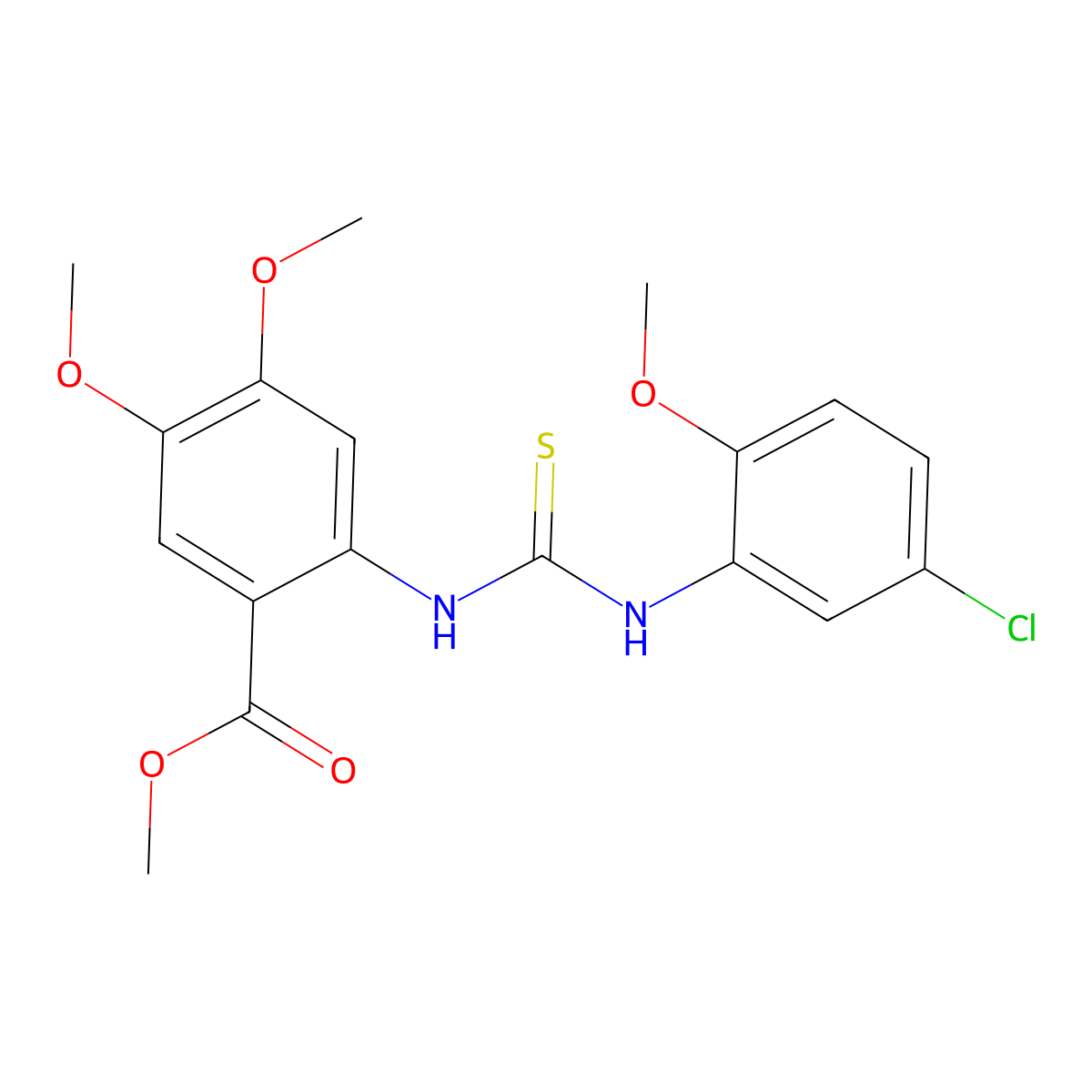 Methyl 2-{[(5-chloro-2-methoxyphenyl)carbamothioyl]amino}-4,5-dimethoxybenzoate molecular structure, CAS 701970-58-3