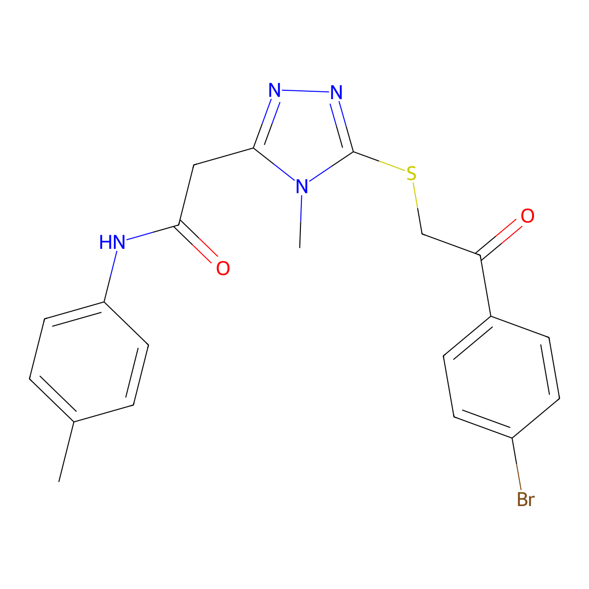 2-[5-[2-(4-bromophenyl)-2-oxoethyl]sulfanyl-4-methyl-1,2,4-triazol-3-yl]-N-(4-methylphenyl)acetamide molecular structure, CAS 701970-64-1