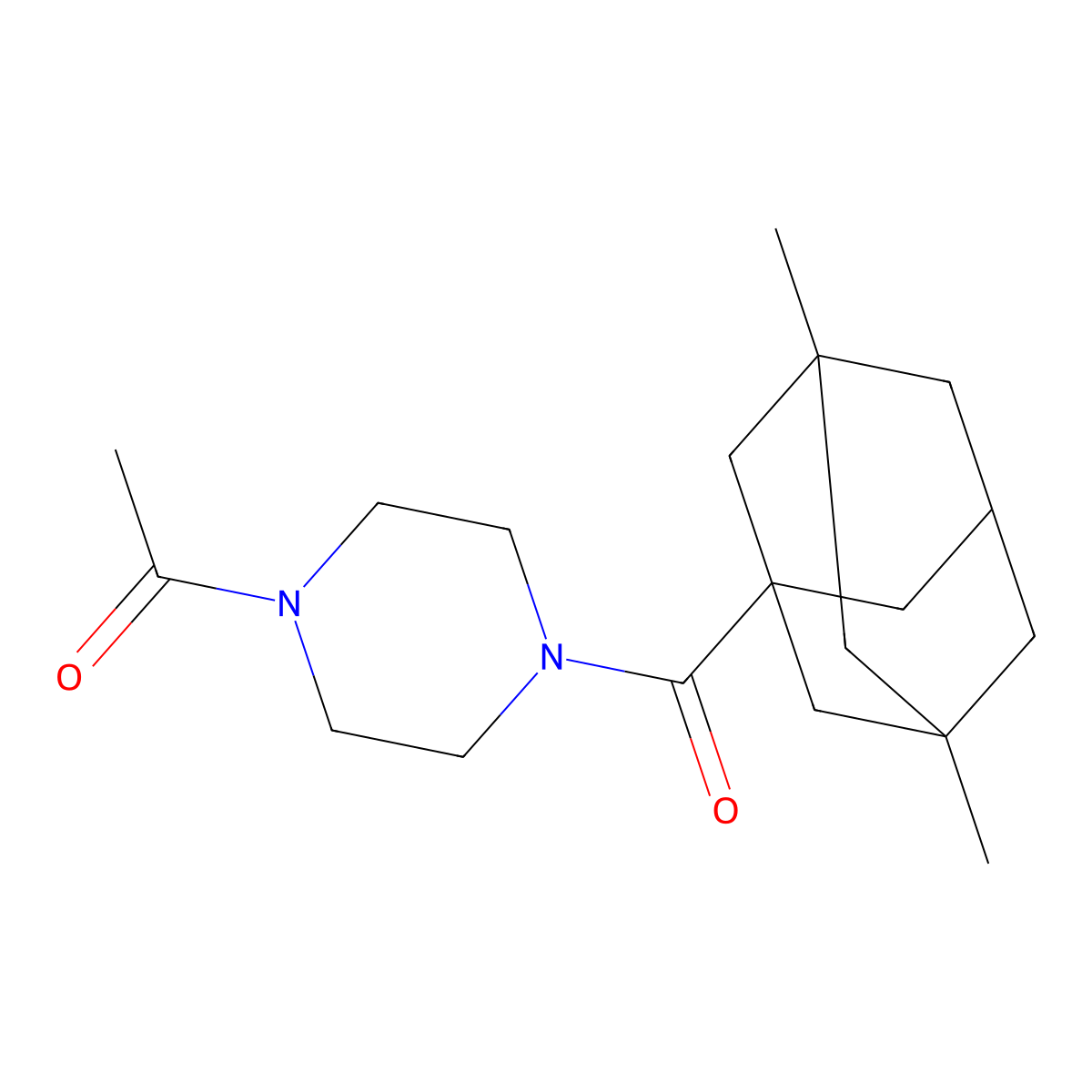 1-Acetyl-4-[(3,5-dimethyladamantanyl)carbonyl]piperazine molecular structure, CAS 701970-66-3