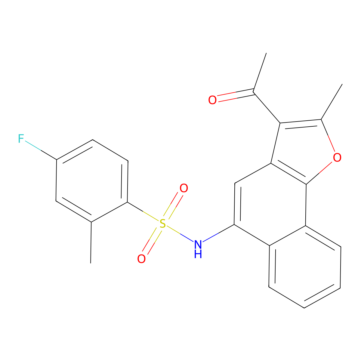 N-(3-acetyl-2-methylnaphtho[1,2-b]furan-5-yl)-4-fluoro-2-methylbenzenesulfonamide molecular structure, CAS 701970-84-5