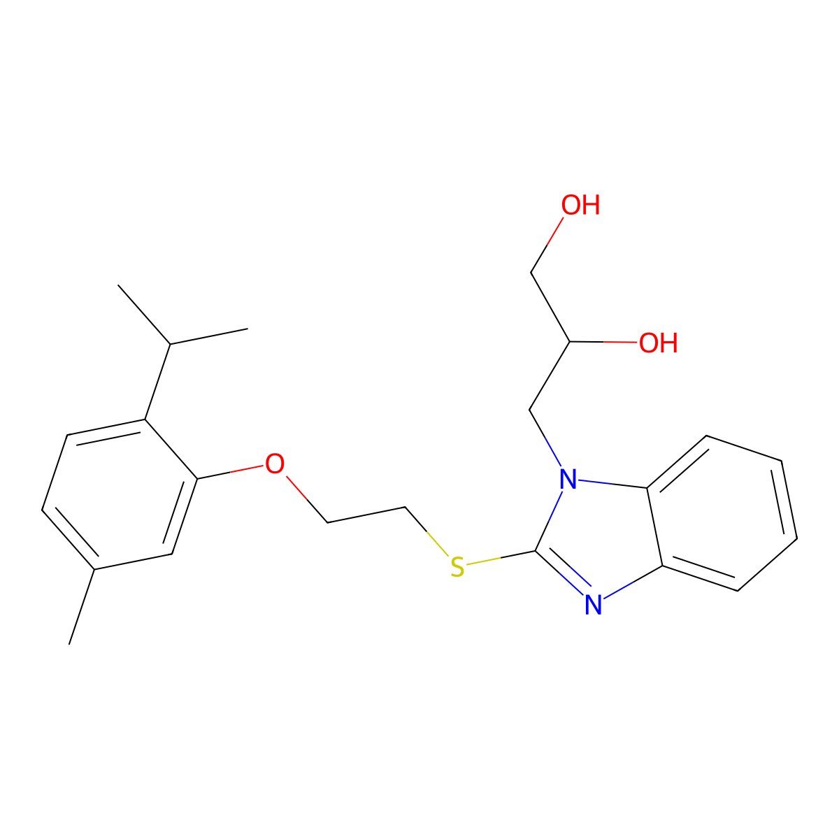 3-[2-[2-(5-Methyl-2-propan-2-ylphenoxy)ethylsulfanyl]benzimidazol-1-yl]propane-1,2-diol molecular structure, CAS 701971-09-7