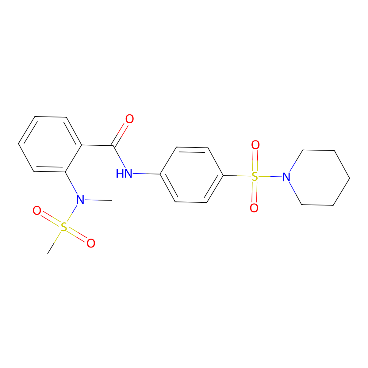 2-[methyl(methylsulfonyl)amino]-N-[4-(1-piperidinylsulfonyl)phenyl]benzamide molecular structure, CAS 701971-12-2