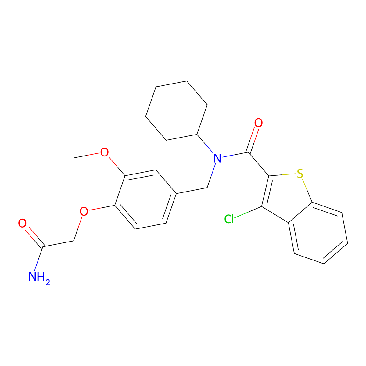 N-[4-(2-amino-2-oxoethoxy)-3-methoxybenzyl]-3-chloro-N-cyclohexyl-1-benzothiophene-2-carboxamide molecular structure, CAS 701971-14-4