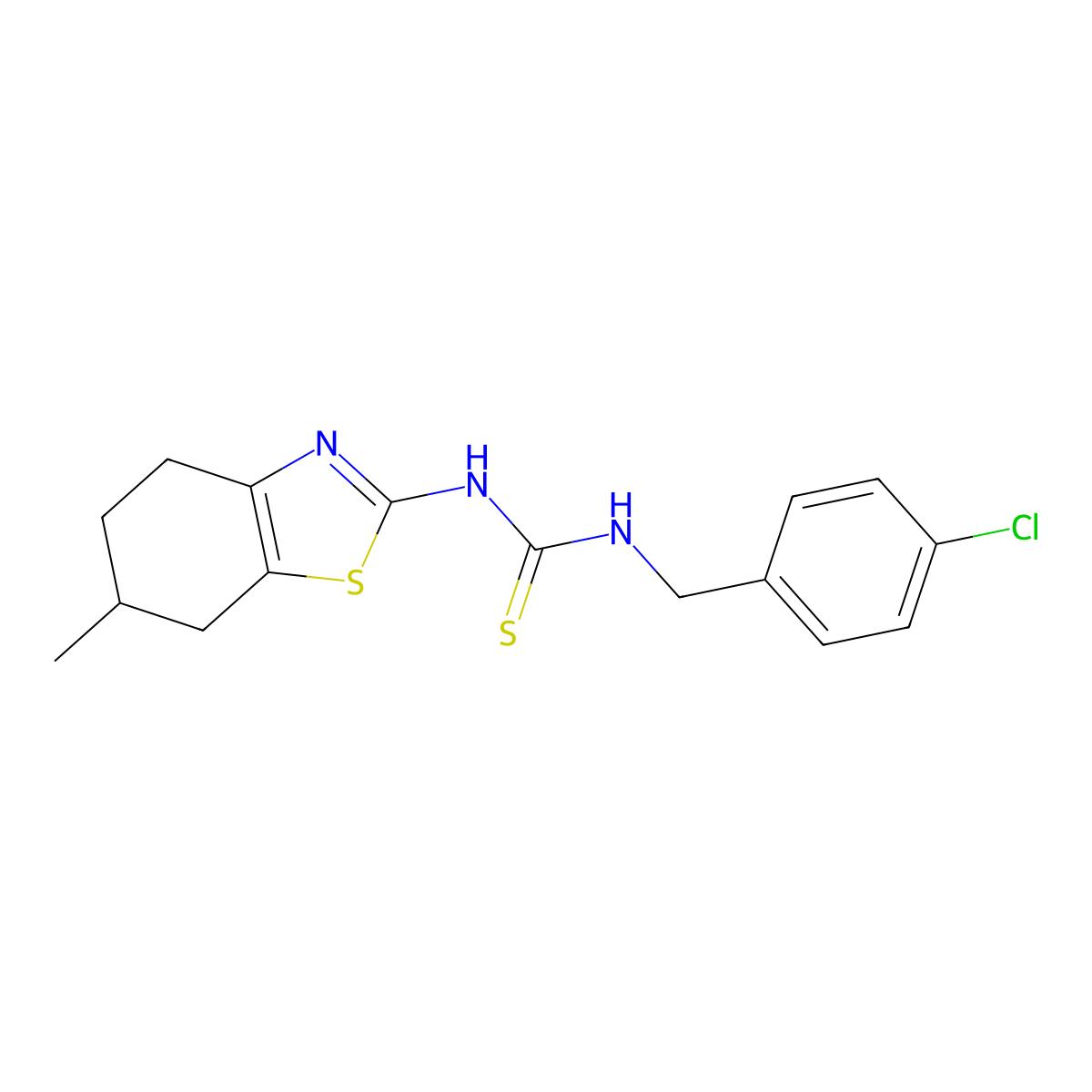 1-[(4-Chlorophenyl)methyl]-3-(6-methyl-4,5,6,7-tetrahydro-1,3-benzothiazol-2-yl)thiourea molecular structure, CAS 701971-23-5