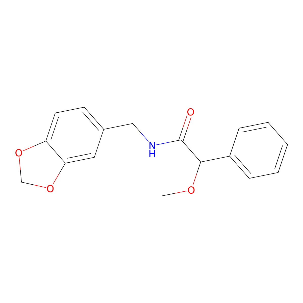 N-(1,3-benzodioxol-5-ylmethyl)-2-methoxy-2-phenylacetamide molecular structure, CAS 701971-29-1