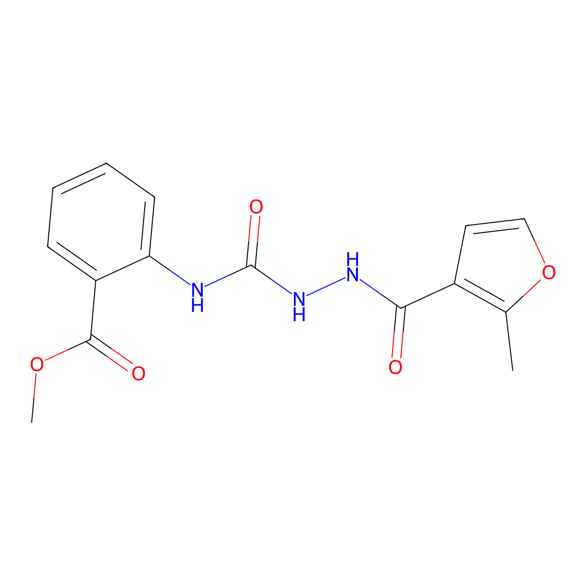 Methyl 2-({[(2-methyl-3-furyl)carbonylamino]amino}carbonylamino)benzoate molecular structure, CAS 701971-32-6