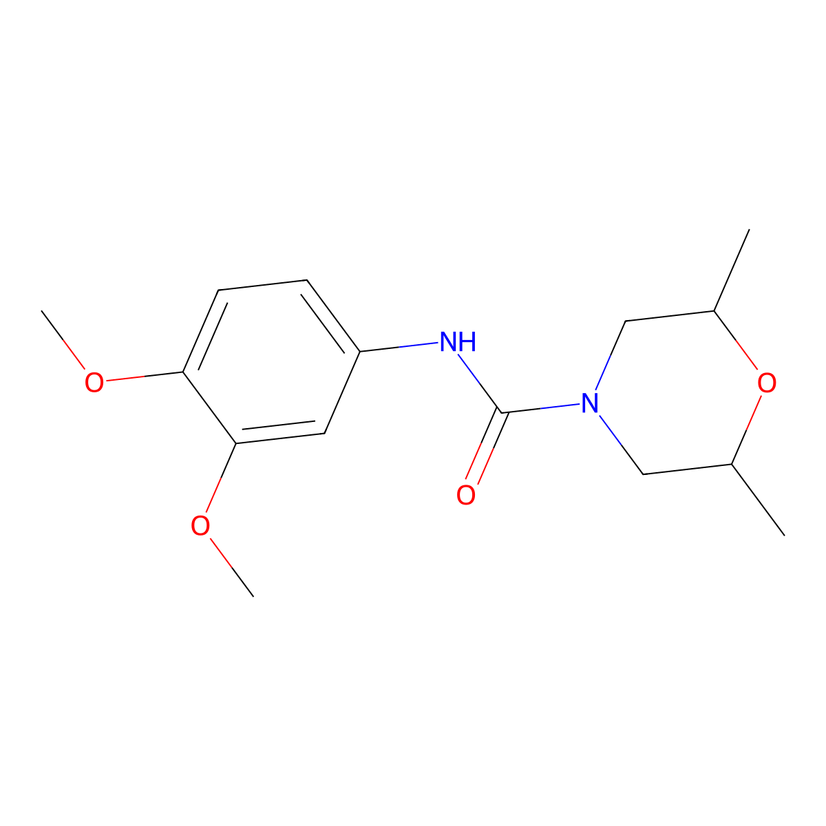 N-(3,4-dimethoxyphenyl)-2,6-dimethylmorpholine-4-carboxamide molecular structure, CAS 701971-48-4