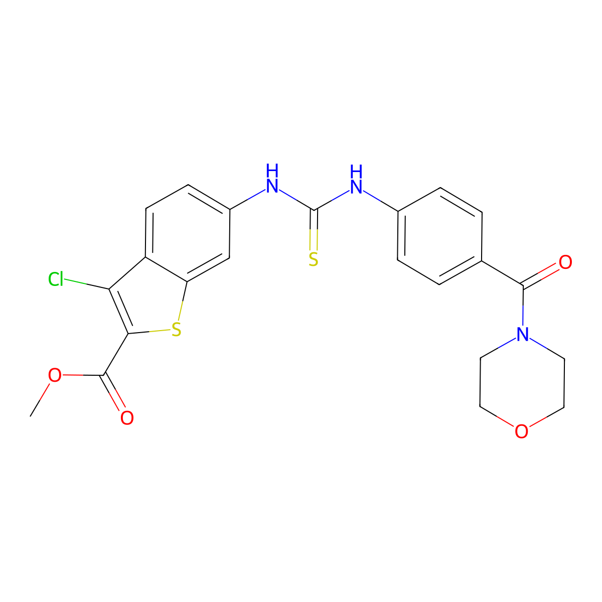 Methyl 3-chloro-6-({[4-(morpholin-4-ylcarbonyl)phenyl]carbamothioyl}amino)-1-benzothiophene-2-carboxylate molecular structure, CAS 701971-80-4