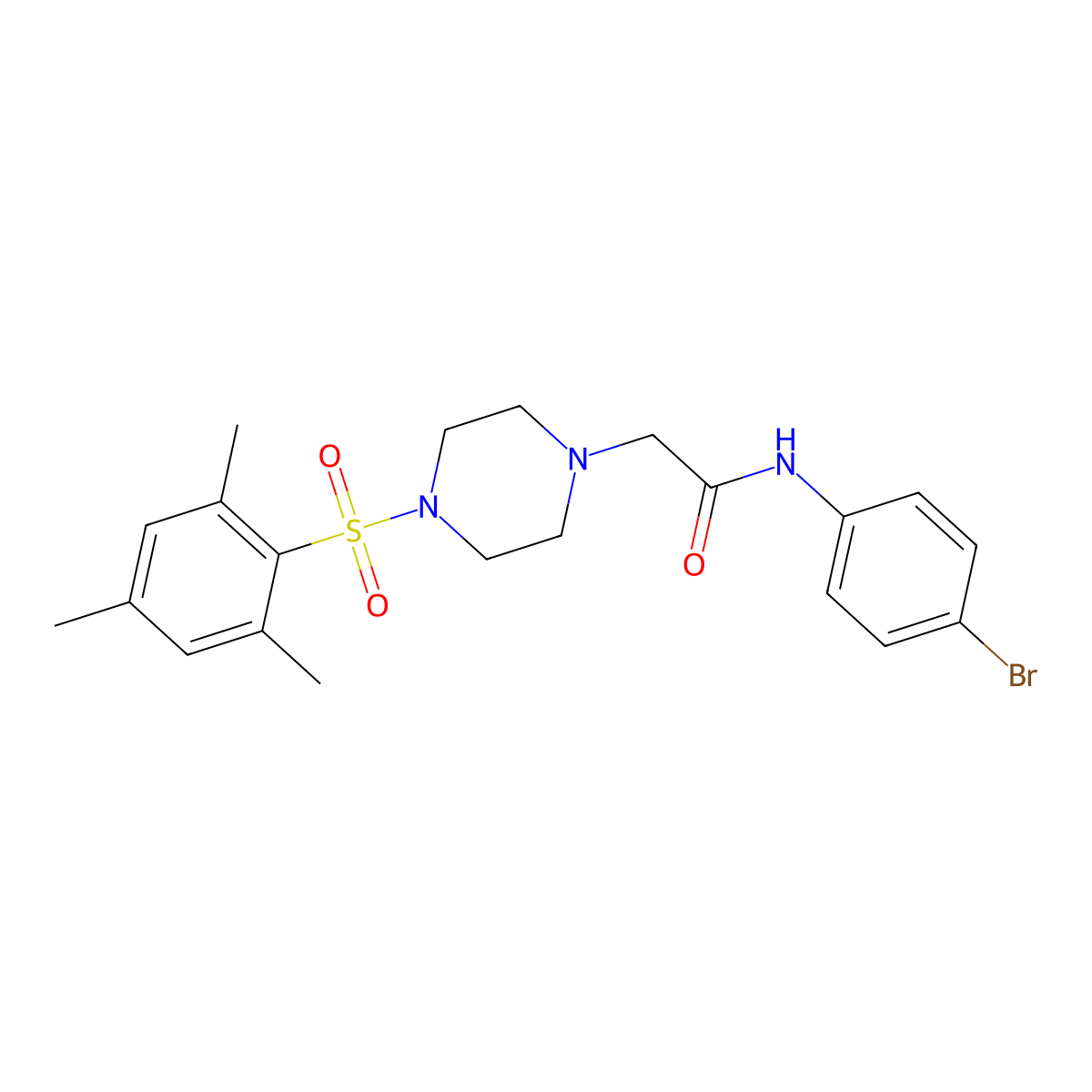 N-(4-bromophenyl)-2-[4-(2,4,6-trimethylbenzenesulfonyl)piperazin-1-yl]acetamide molecular structure, CAS 701971-95-1
