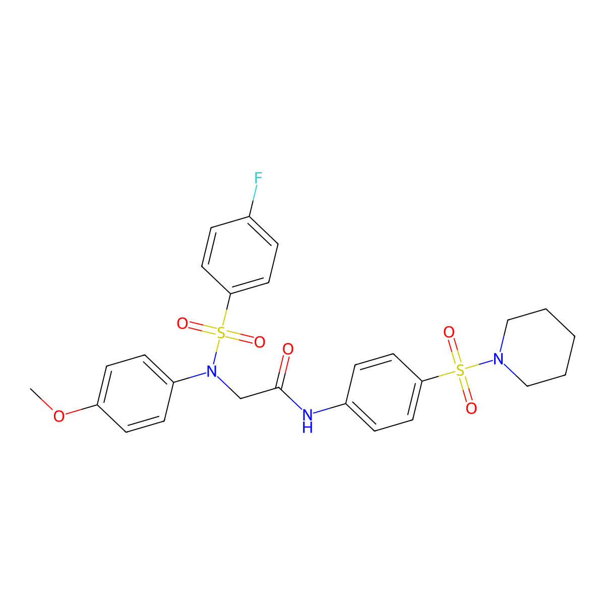 2-(N-(4-fluorophenyl)sulfonyl-4-methoxyanilino)-N-(4-piperidin-1-ylsulfonylphenyl)acetamide molecular structure, CAS 701972-02-3