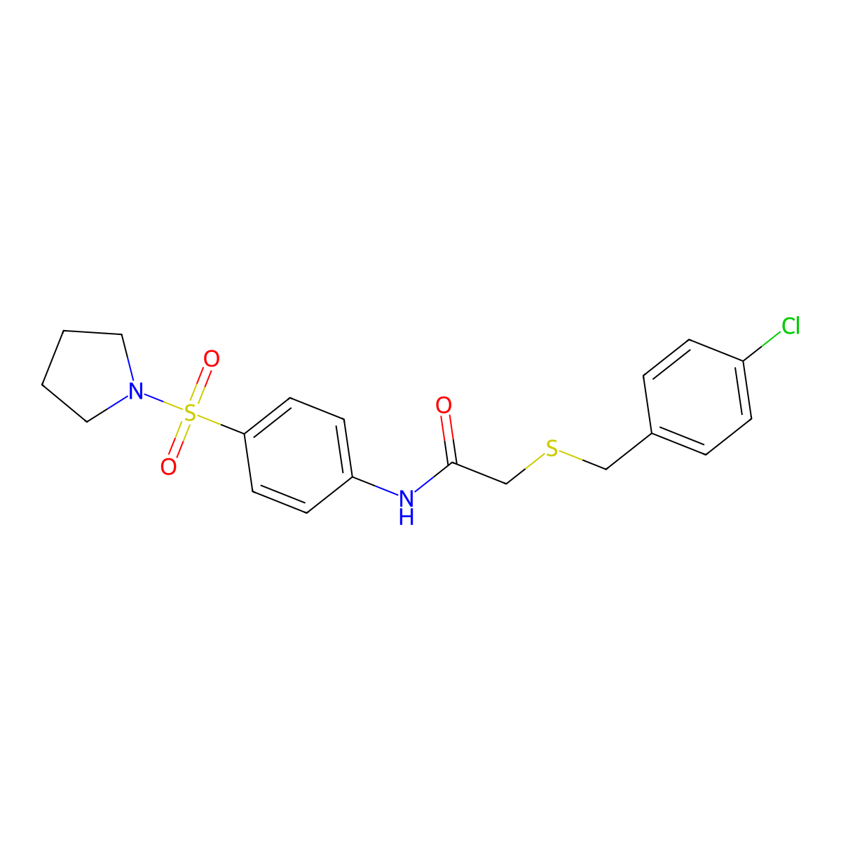 2-[(4-chlorophenyl)methylsulfanyl]-N-(4-pyrrolidin-1-ylsulfonylphenyl)acetamide molecular structure, CAS 701972-08-9