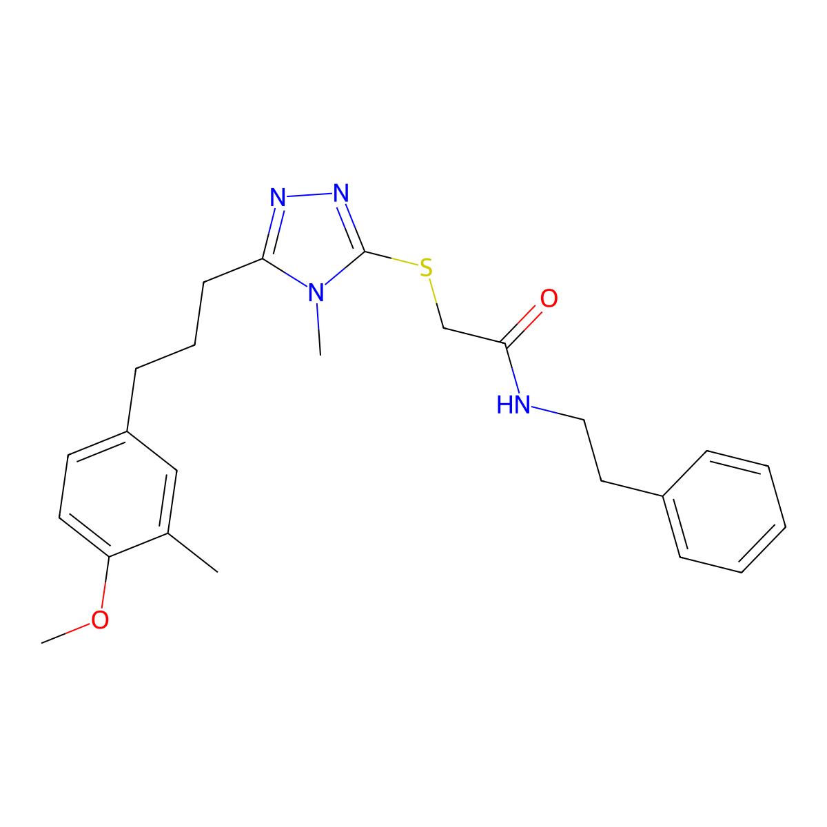 2-({5-[3-(4-methoxy-3-methylphenyl)propyl]-4-methyl-4H-1,2,4-triazol-3-yl}sulfanyl)-N-(2-phenylethyl)acetamide molecular structure, CAS 701972-17-0