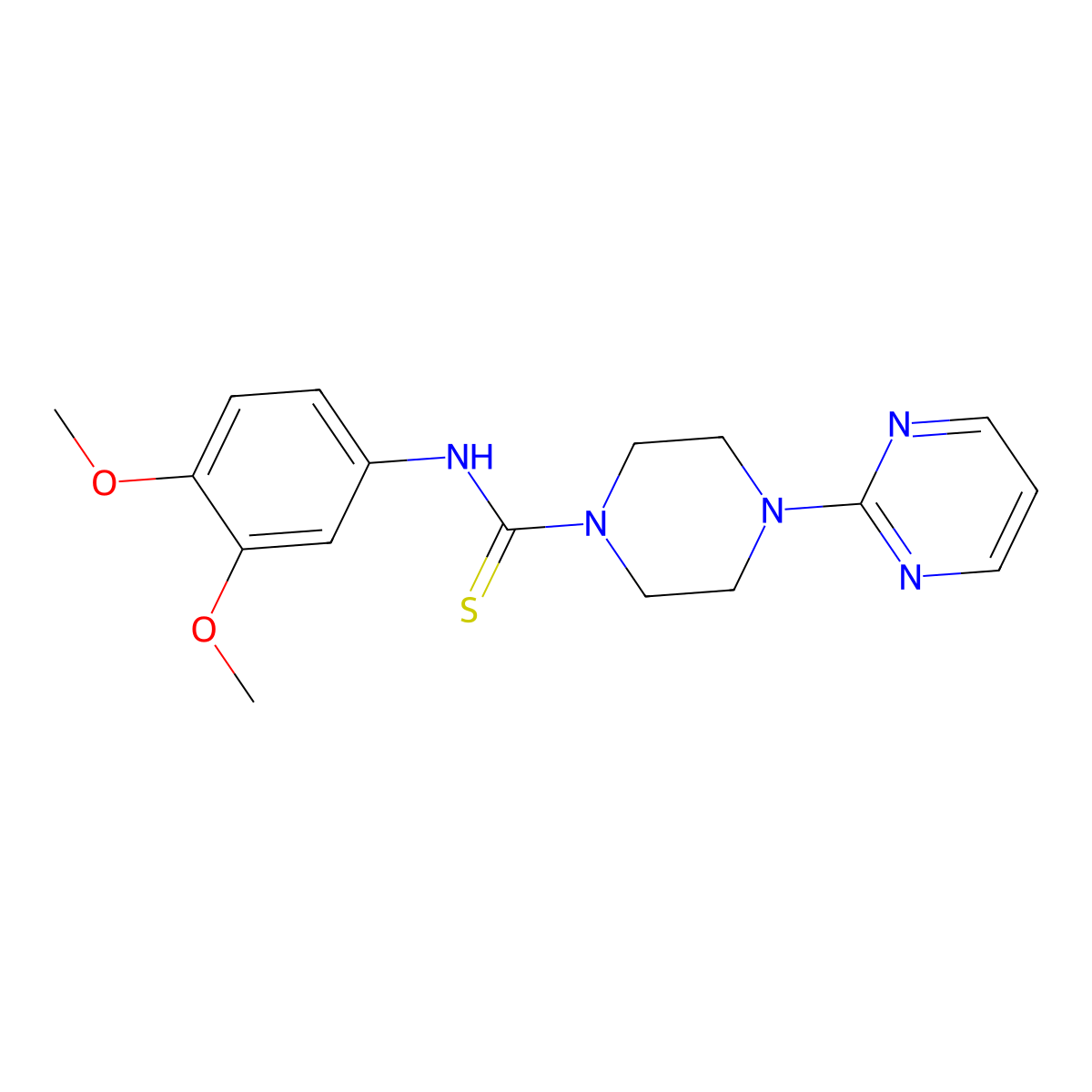 N-(3,4-dimethoxyphenyl)-4-pyrimidin-2-ylpiperazine-1-carbothioamide molecular structure, CAS 701972-39-6
