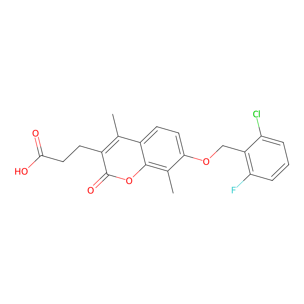 3-{7-[(2-chloro-6-fluorobenzyl)oxy]-4,8-dimethyl-2-oxo-2H-chromen-3-yl}propanoic acid molecular structure, CAS 701972-64-7