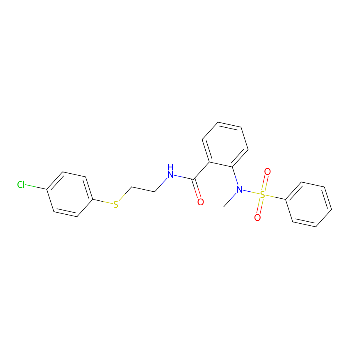 2-[benzenesulfonyl(methyl)amino]-N-[2-(4-chlorophenyl)sulfanylethyl]benzamide molecular structure, CAS 701973-12-8