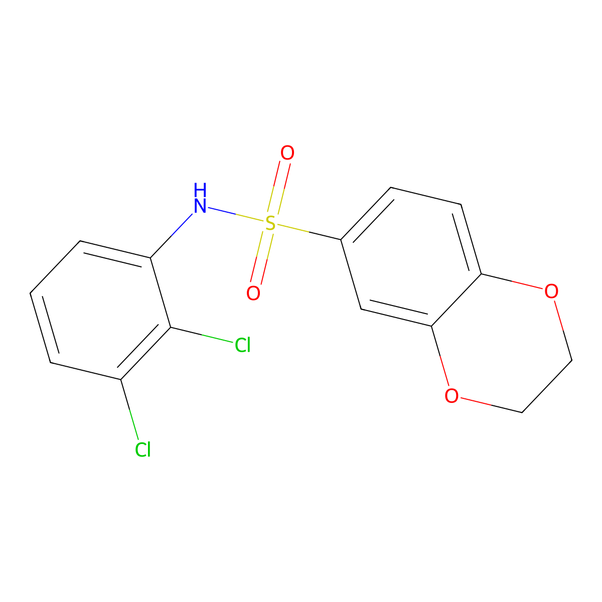N-(2,3-dichlorophenyl)-2,3-dihydro-1,4-benzodioxine-6-sulfonamide molecular structure, CAS 701973-16-2
