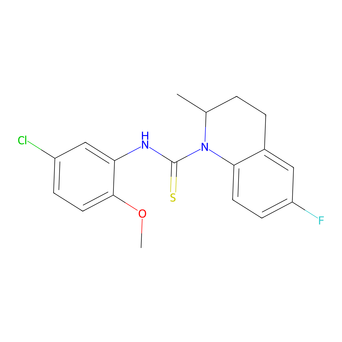 N-(5-chloro-2-methoxyphenyl)-6-fluoro-2-methyl-3,4-dihydroquinoline-1(2H)-carbothioamide molecular structure, CAS 701973-20-8