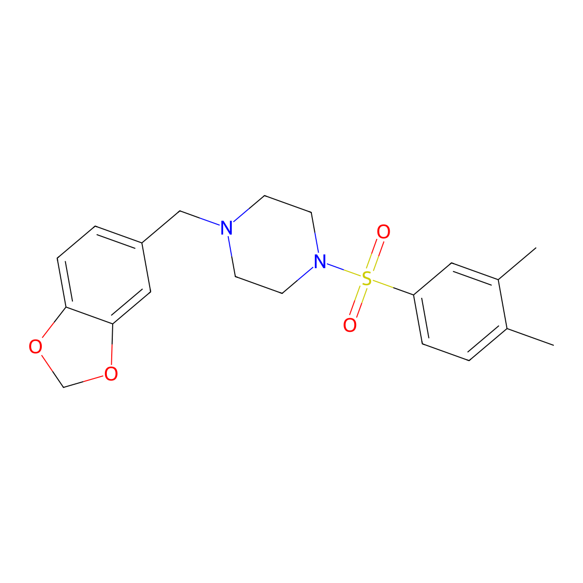 1-(1,3-Benzodioxol-5-ylmethyl)-4-(3,4-dimethylphenyl)sulfonylpiperazine molecular structure, CAS 701973-23-1