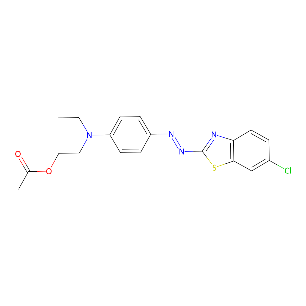 Ethanol, 2-((4-(2-(6-chloro-2-benzothiazolyl)diazenyl)phenyl)ethylamino)-, 1-acetate molecular structure, CAS 70198-17-3