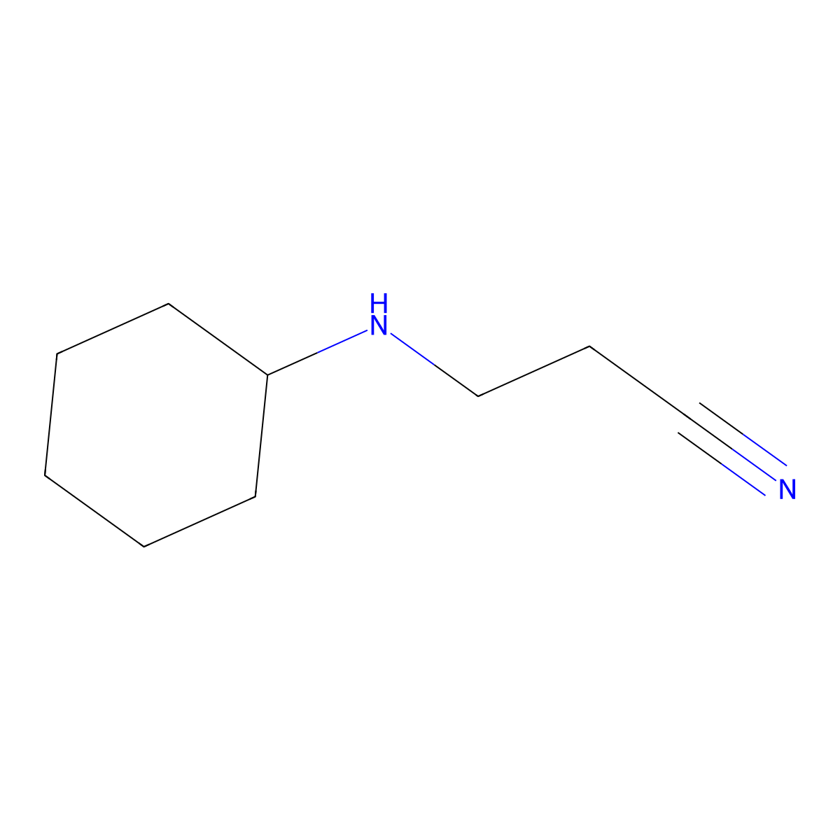 3-Cyclohexylaminopropiononitrile molecular structure, CAS 702-03-4
