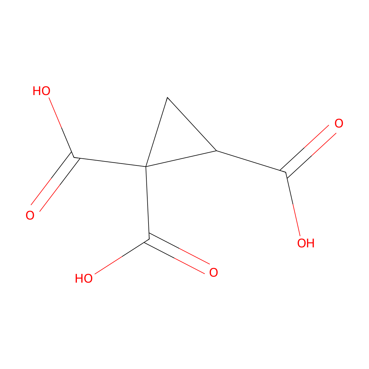 Cyclopropane-1,1,2-tricarboxylic acid molecular structure, CAS 702-90-9