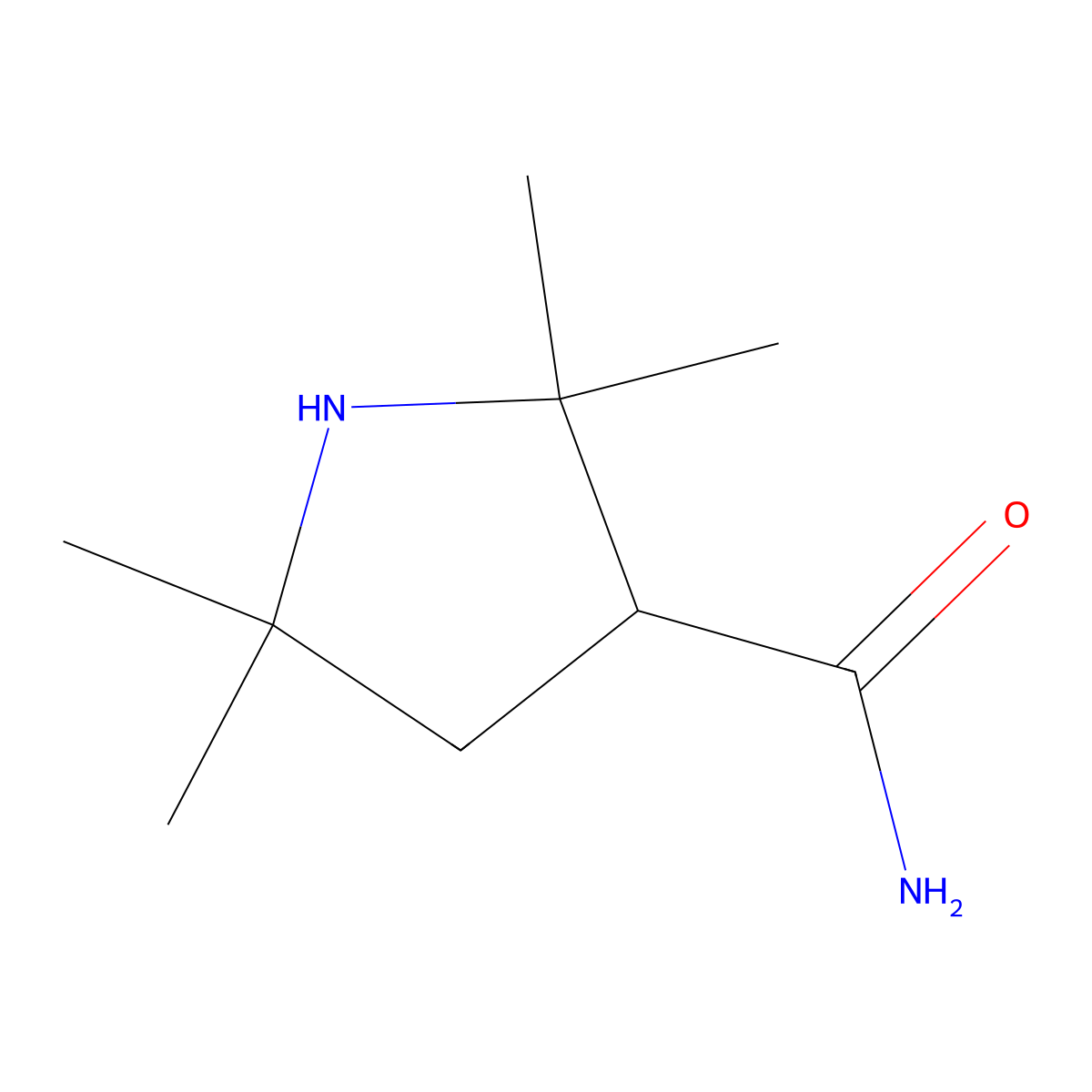 3-Pyrrolidinecarboxamide, 2,2,5,5-tetramethyl- molecular structure, CAS 702-96-5
