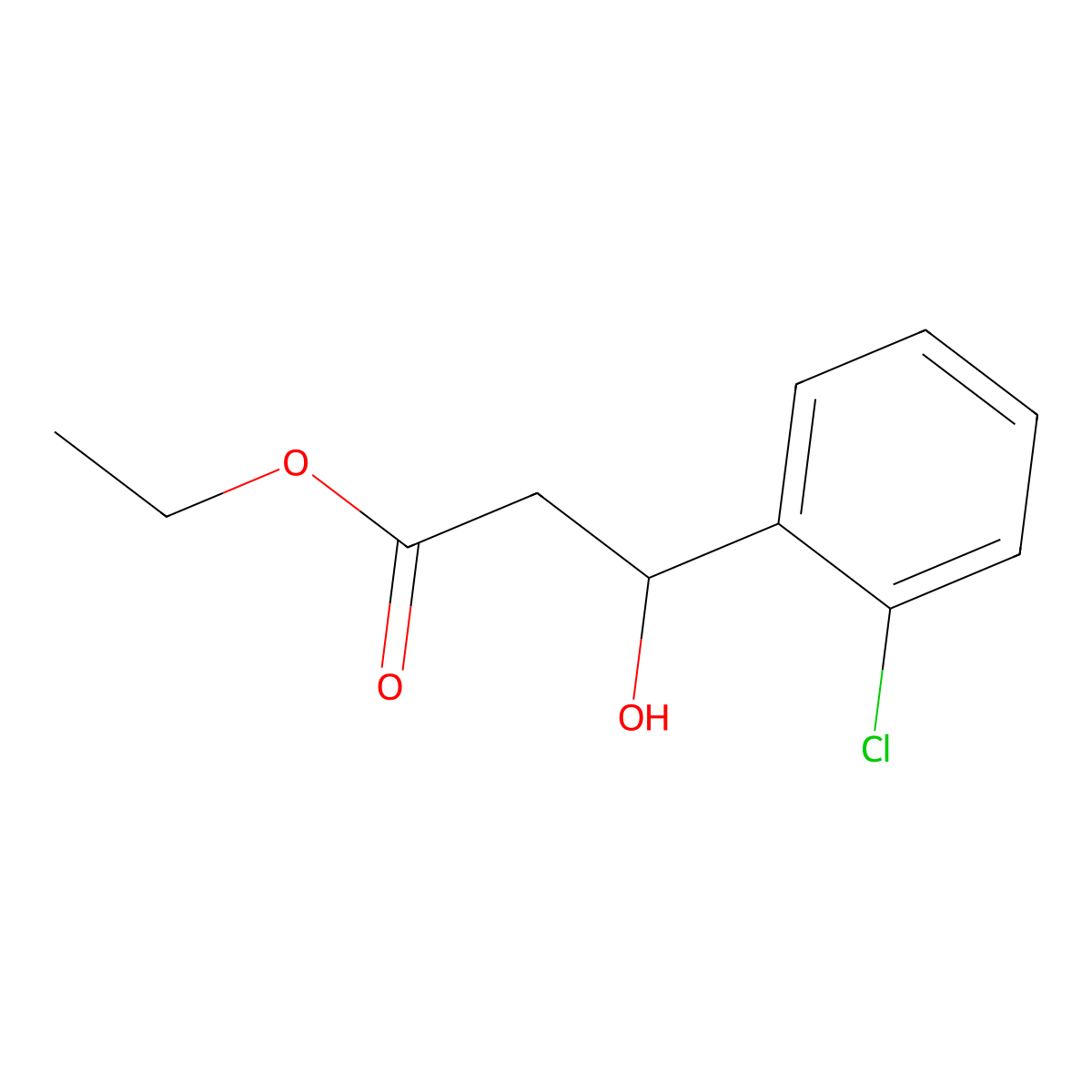 Ethyl 3-(2-chlorophenyl)-3-hydroxypropanoate molecular structure, CAS 70200-13-4