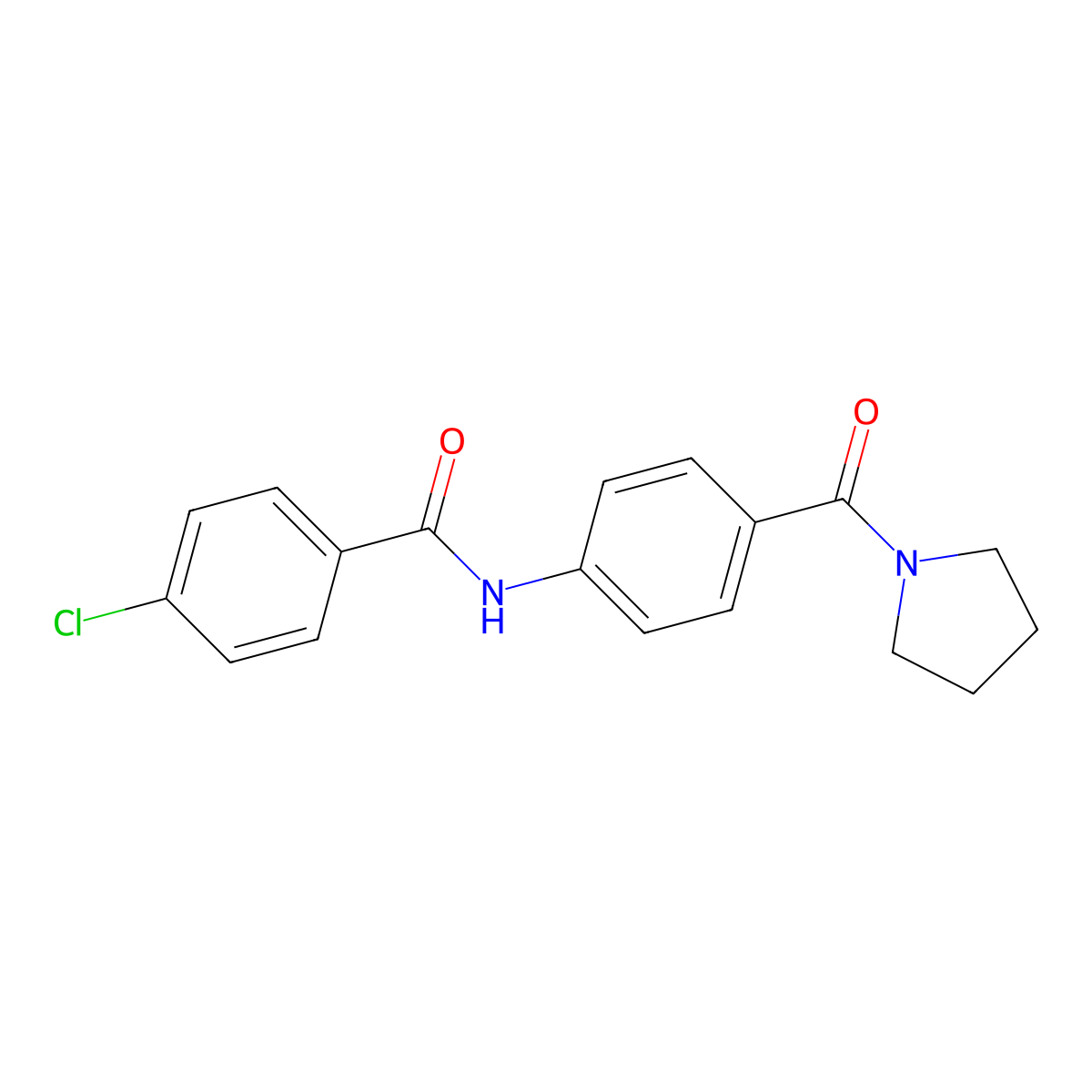 4-chloro-N-[4-(1-pyrrolidinylcarbonyl)phenyl]benzamide molecular structure, CAS 70204-83-0