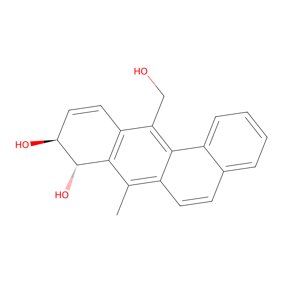 12-Hydroxymethyl-7-methylbenz(a)anthracene-8,9-dihydrodiol, trans- molecular structure, CAS 70206-45-0