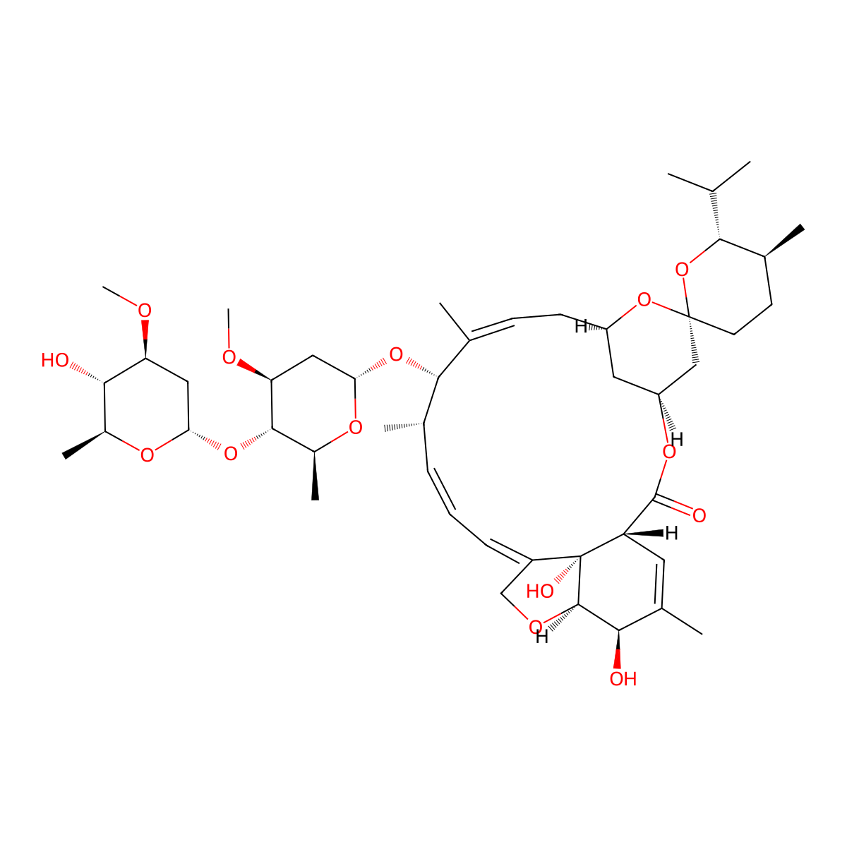 (1R,4S,5'S,6R,6'R,8R,10Z,12S,13S,14Z,16Z,20R,21R,24S)-21,24-dihydroxy-12-[(2R,4S,5S,6S)-5-[(2S,4S,5S,6S)-5-hydroxy-4-methoxy-6-methyloxan-2-yl]oxy-4-methoxy-6-methyloxan-2-yl]oxy-5',11,13,22-tetramethyl-6'-propan-2-ylspiro[3,7,19-trioxatetracyclo[15.6.1.14,8.020,24]pentacosa-10,14,16,22-tetraene-6,2'-oxane]-2-one molecular structure, CAS 70209-81-3
