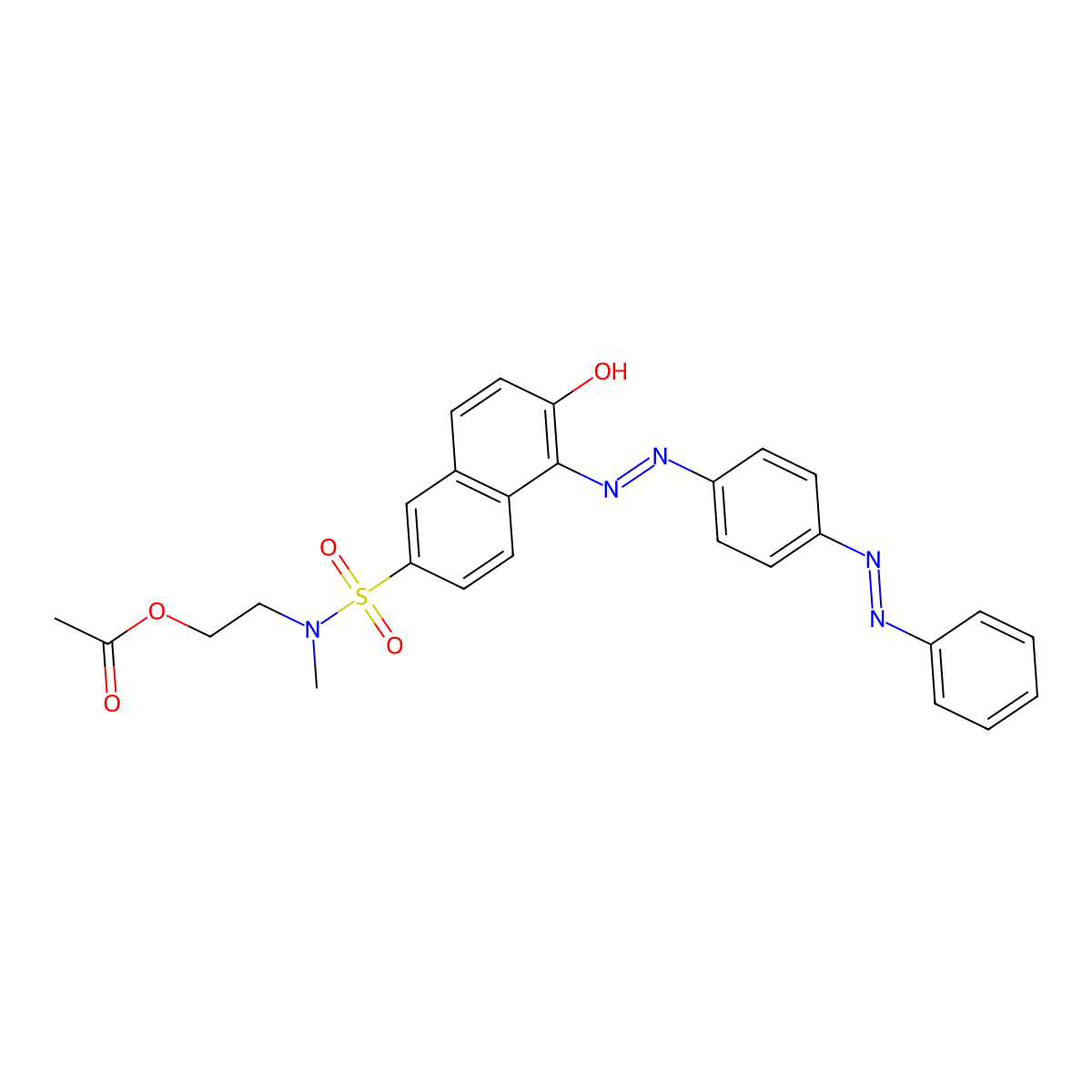 2-Naphthalenesulfonamide, N-[2-(acetyloxy)ethyl]-6-hydroxy-N-methyl-5-[[4-(phenylazo)phenyl]azo]- molecular structure, CAS 70210-08-1